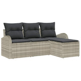 Sofa Set with Cushion with Storage 4 pcs Light Grey Poly Rattan 3354661