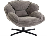 Modern Wingback Accent Chair, Velvet Armchair with Four-Star Base, S-Springs, Swivel, Grey T3398P548766
