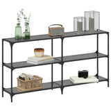 Console Table with Black Glass Top 158.5x30x81 cm Steel 846033