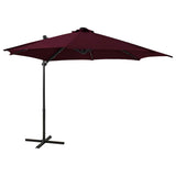 Cantilever Garden Parasol with Pole and LED Lights Bordeaux Red 300cm 312334