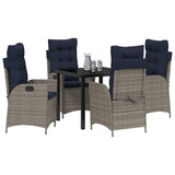 Garden Dining Set with Cushion 5 pcs Grey and Black Rattan 3380576