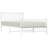 Metal Bed Frame without Mattress with Footboard White 107x203cm 350945