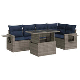 6 Piece Garden Sofa Set with Cushions Grey Poly Rattan Acacia 3326482
