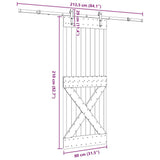 Sliding Door with Hardware Set 80x210 cm Solid Wood Pine 3332791