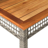 Garden Table Grey 80x80x74 cm Poly Rattan Acacia Wood 366274