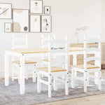 ZNTS 5 Piece Dining Set Panama White Solid Wood Pine 3345211