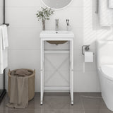 Bathroom Washbasin Frame with Built-in Basin White Iron 3101385