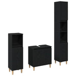 Bathroom Furniture Set with Door 3 pcs Black 30 x 30 x 180 cm 3333088