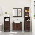 ZNTS 4 Piece Bathroom Furniture Set Brown Oak Engineered Wood 3301249