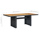 Garden Table Dark Grey Poly Rattan and Solid Acacia Wood 313310