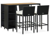 5 Piece Garden Bar Set with Cushions Poly Rattan Black 3095459