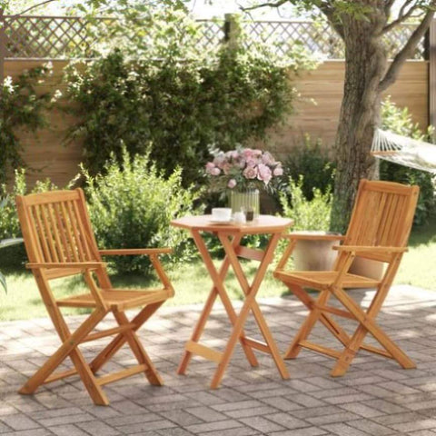 ZNTS 3 Piece Folding Bistro Set Solid Wood Acacia 3295250