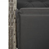 3 Piece Bistro Set with Cushions Grey Poly Rattan 3212556