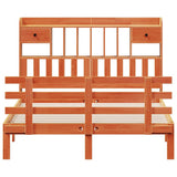 Bookcase Bed without Mattress Wax Brown 150x200 cm King Solid Wood Pine 3322815