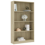4-Tier Book Cabinet Sonoma Oak 80x24x142 cm Engineered Wood 800912