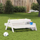 Picnic Table with Sandpit for Kids White Solid Wood Pine 832593