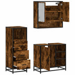 ZNTS 3 Piece Bathroom Furniture Set Smoked Oak Engineered Wood 3301057