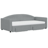Daybed with Trundle and Drawers Light Grey 90x190 cm Fabric 3197263