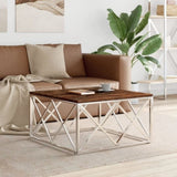 Coffee Table Stainless Steel and Solid Wood Reclaimed 349973