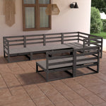 ZNTS 7 Piece Garden Lounge Set Grey Solid Pinewood 3075646