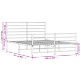 Metal Bed Frame without Mattress with Footboard White 150x200cm 352388