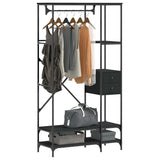 Clothes Rack with Shelves Black Engineered Wood 847859
