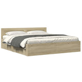 Bed Frame with Headboard without Mattress Sonoma Oak 180x200 cm Super King 3295543