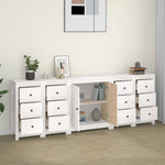 ZNTS Sideboard White 230x35x80 cm Solid Wood Pine 3114085