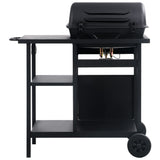 Gas BBQ Grill with 3-layer Side Table Black 47390