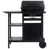 Gas BBQ Grill with 3-layer Side Table Black 47390