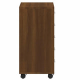 Drawer Cabinet with Castors Brown Oak Engineered Wood 342676