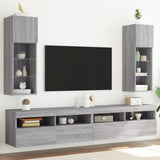 TV Cabinets with LED Lights 2 pcs Grey Sonoma 30.5x30x90 cm 837012