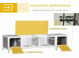 Rabbit Hutch and Run, with Removable Tray - Grey T3398P350076
