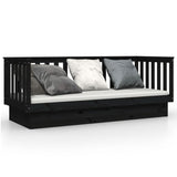 Day Bed without Mattress Black 90x190 cm Single Solid Wood Pine 821583