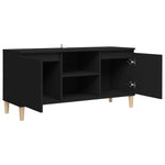 TV Cabinet with Solid Wood Legs Black 103.5x35x50 cm 805960