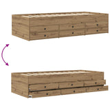 Bed Frame with Storage Artisian Oak 80 x 200 cm Engineered Wood 3429652