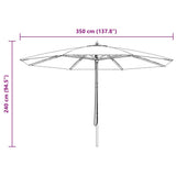 Garden Parasol with Wooden Pole 350 cm Blue 47139