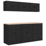 ZNTS Garage Cabinets 6 pcs Black Engineered Wood 3328342