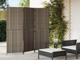 Room Divider 3 Panels Grey Poly Rattan 365342