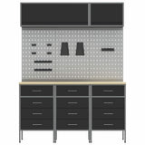 Work Cabinet Set with Drawer with Storage Manual 8 pcs Black 3321438