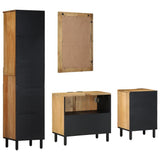 4 Piece Bathroom Furniture Set Brown Solid Wood Mango 3310008