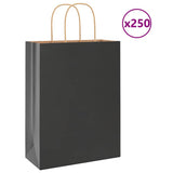 Paper Bags 250 pcs with Handles Black 26x12x35 cm 4101646
