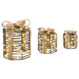 Gift Box Decoration 3 pcs Warm white 20 x 20 x 20 cm Rattan 42019090