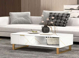 Elegant Marble Effect Storage Coffee Table - White T3398P328273