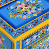 Bedside Cabinet Solid Mango Wood Turquoise Hand Painted 244834