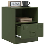 ZNTS Bedside Cabinets 2 pcs Olive Green 34.5x39x44 cm Steel 841760