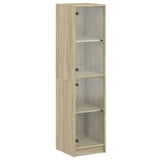 Highboard with Glass Doors Sonoma Oak 35x37x142 cm 836436