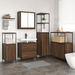 ZNTS 5-Piece Bathroom Furniture Set in Brown Oak, Made from Engineered Wood 3328373