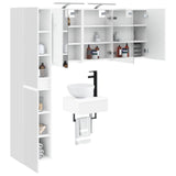 Bathroom Furniture Set 5 pcs White Engineered Wood and Glass 3407247