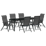 Garden Dining Set 7 pcs Grey Powder-Coated Steel 3379280